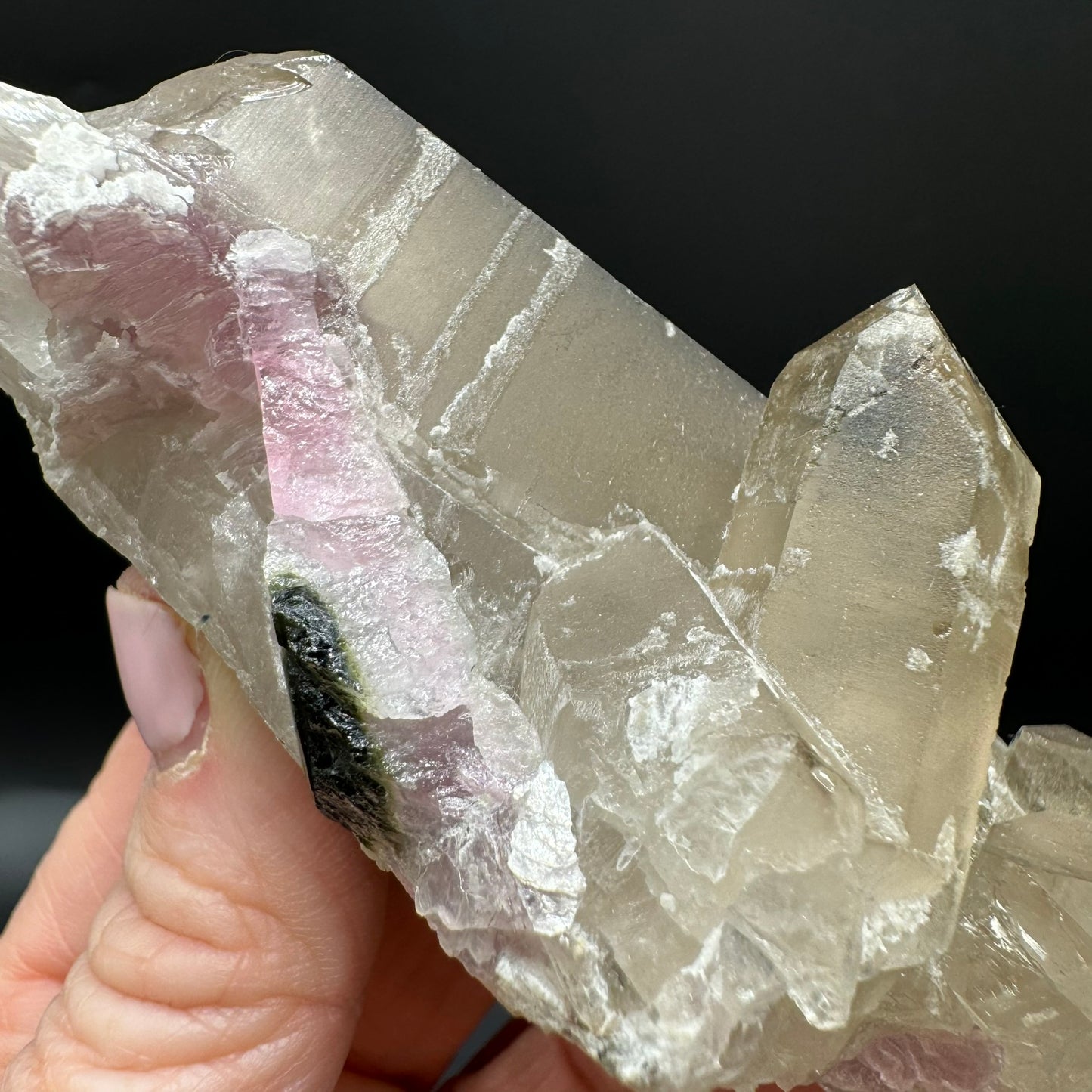 Pink Tourmalated Smokey Quartz 2A