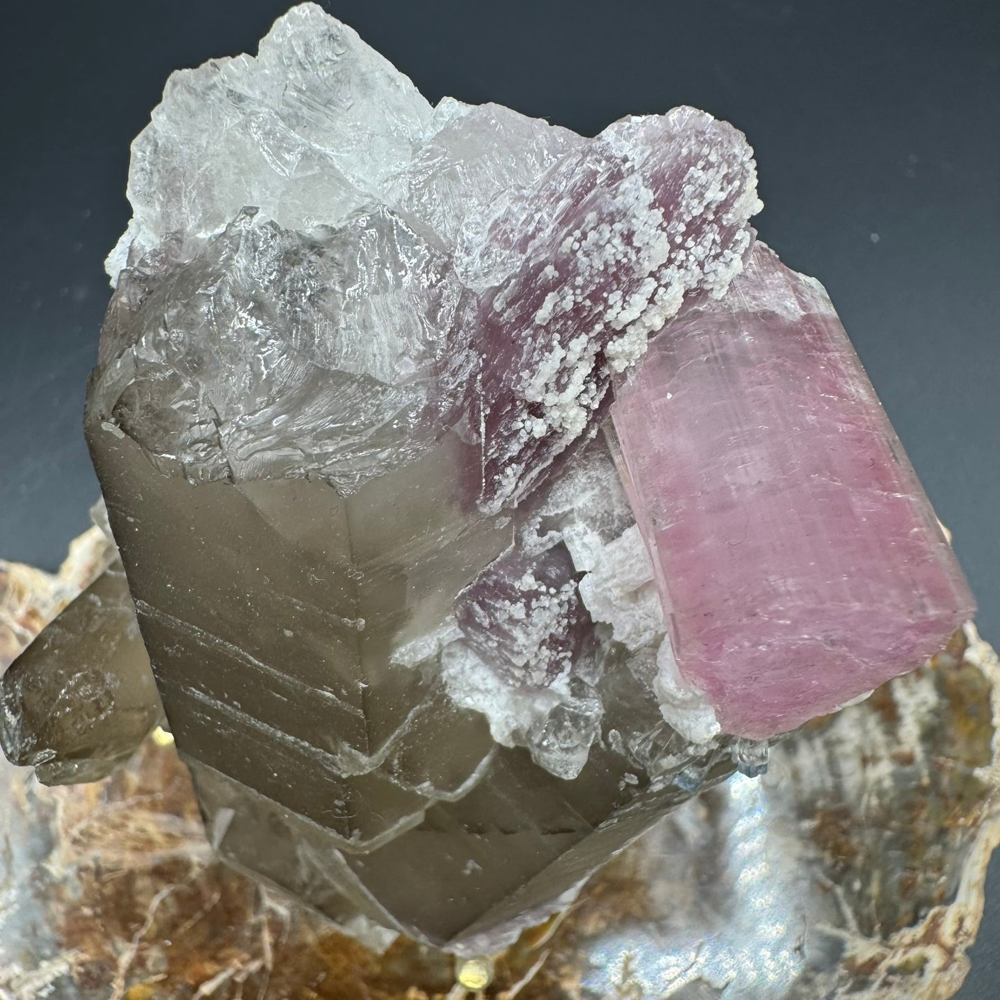 Pink Tourmalated Smokey Quartz 2A