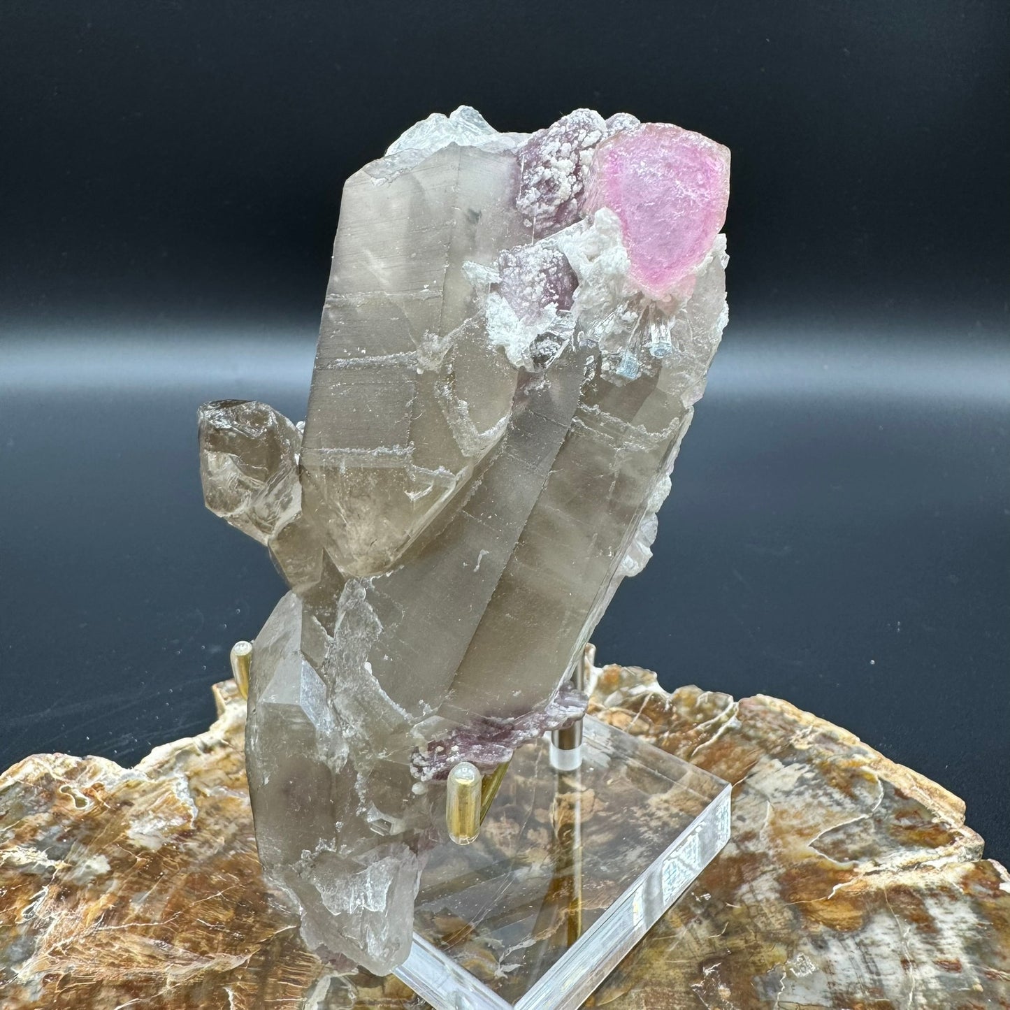 Pink Tourmalated Smokey Quartz 2A