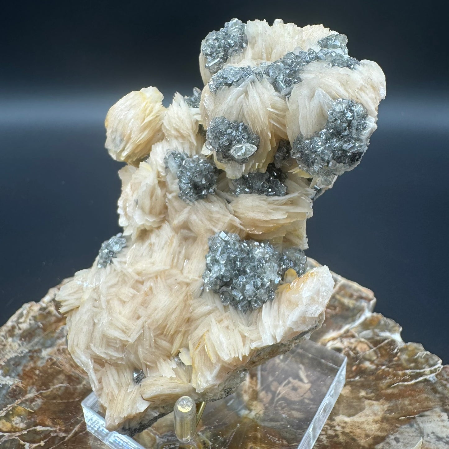 Galena with barite and Cerrusite 3A - Unique Heart Shape!