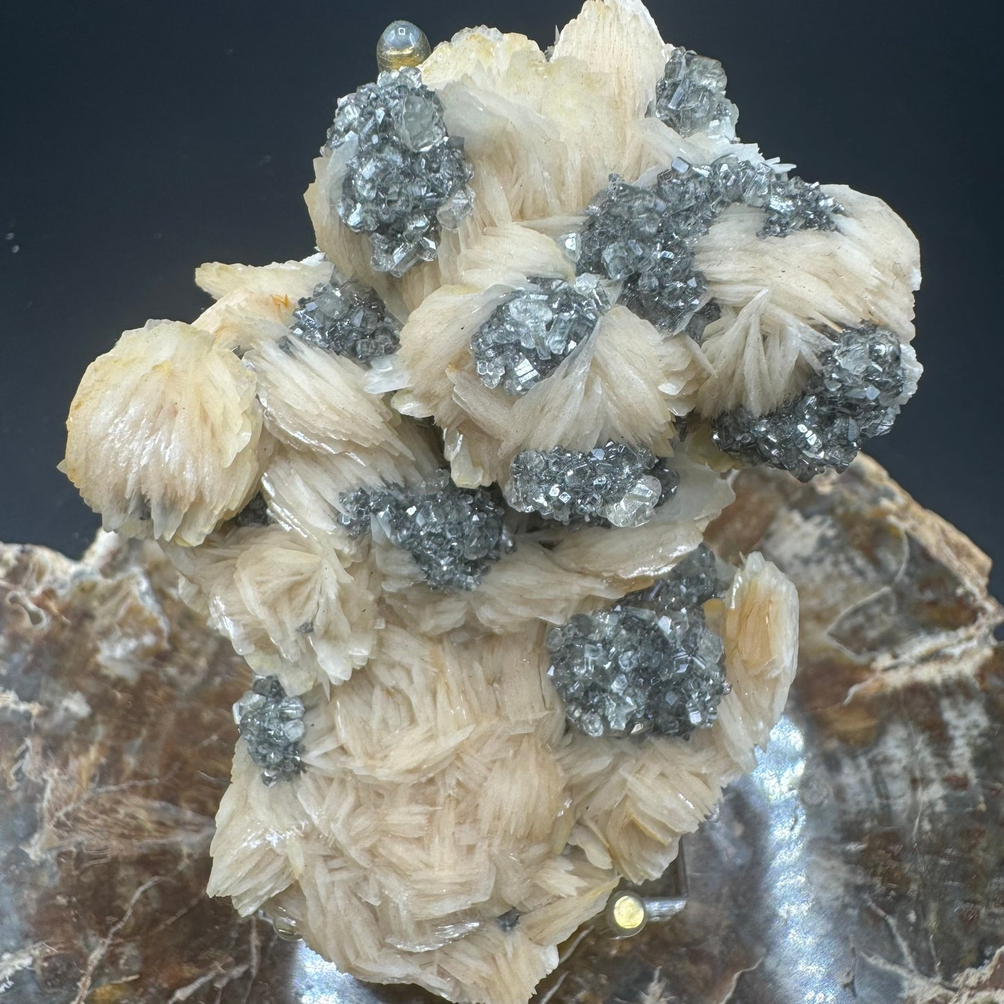 Galena with barite and Cerrusite 3A - Unique Heart Shape!