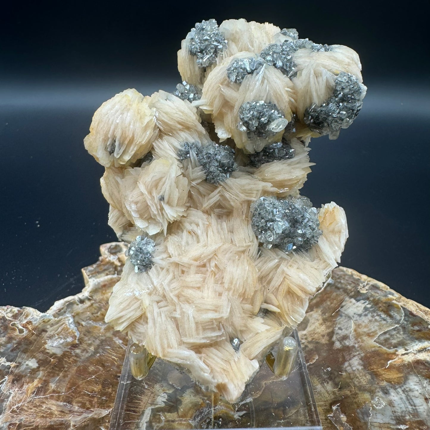 Galena with barite and Cerrusite 3A - Unique Heart Shape!