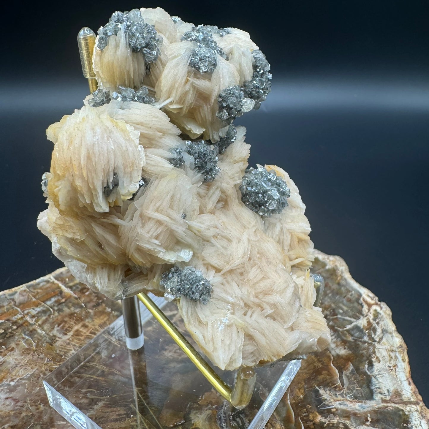 Galena with barite and Cerrusite 3A - Unique Heart Shape!