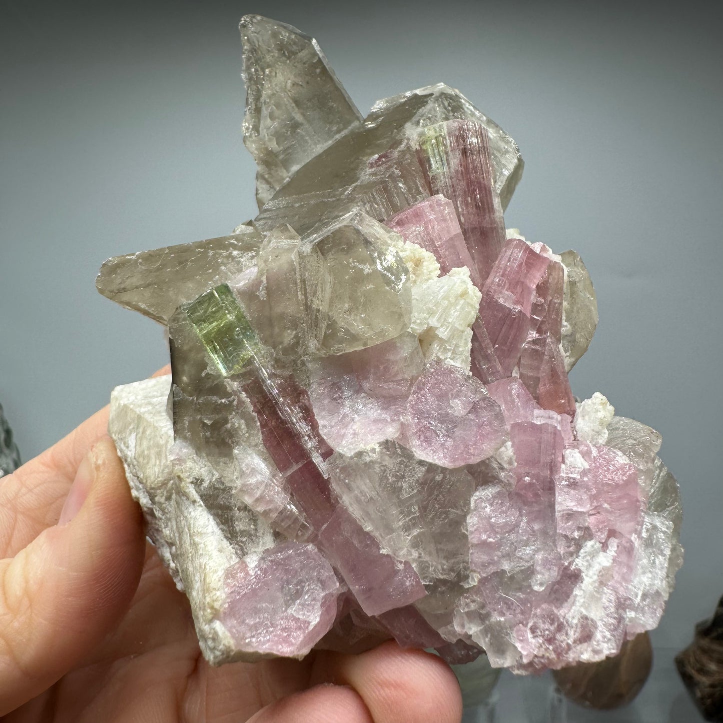 Watermelon Tourmalated and Pink Tourmalated Smokey Quartz