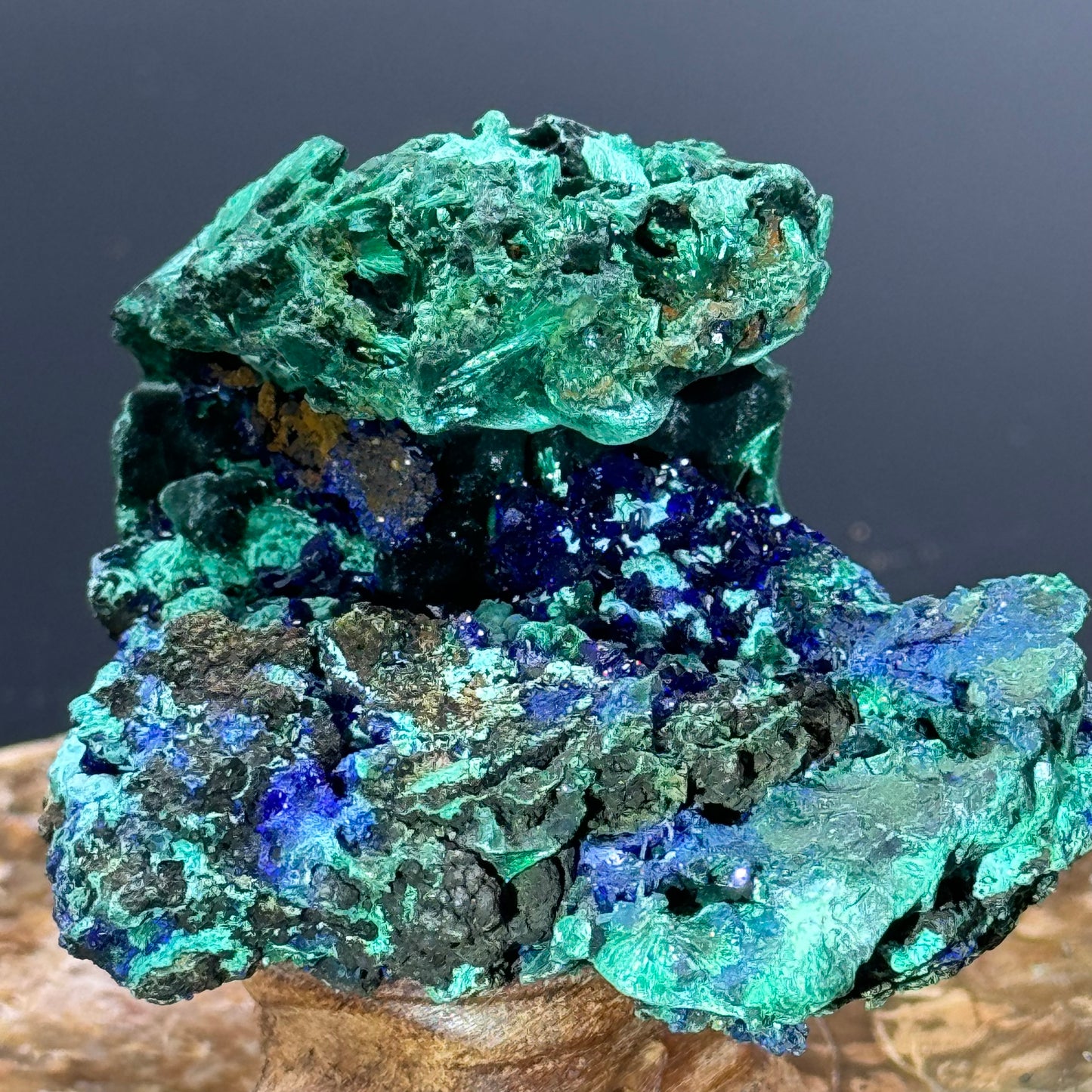 Azurite on Malachite - Unique Formation!
