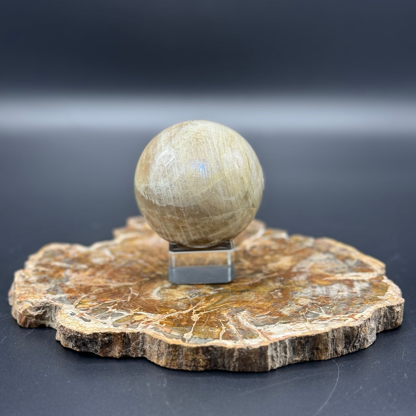 Blue Moonstone Sphere 8A - Flash on Both Sides!