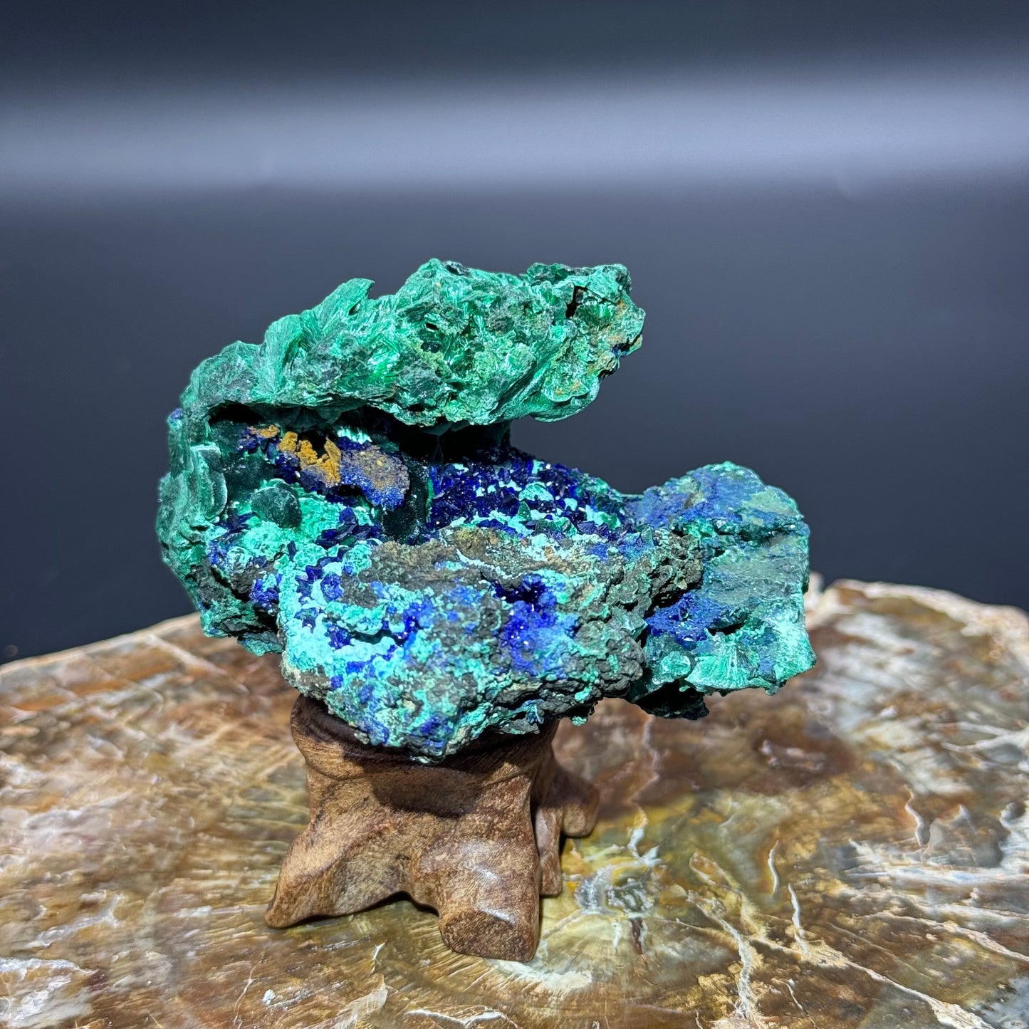 Azurite on Malachite - Unique Formation!