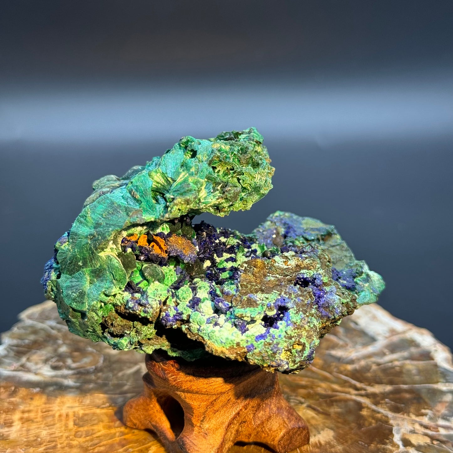 Azurite on Malachite - Unique Formation!