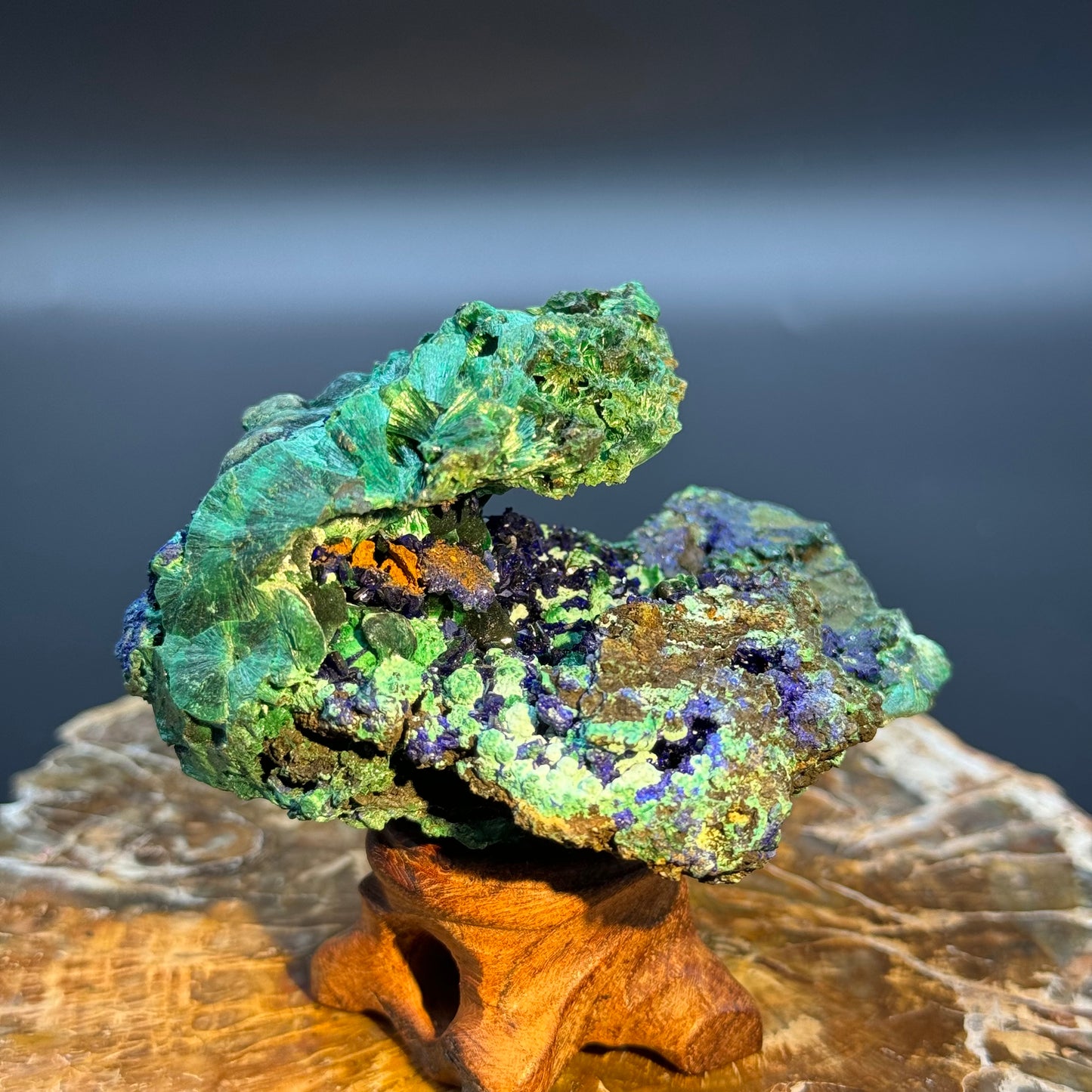 Azurite on Malachite - Unique Formation!