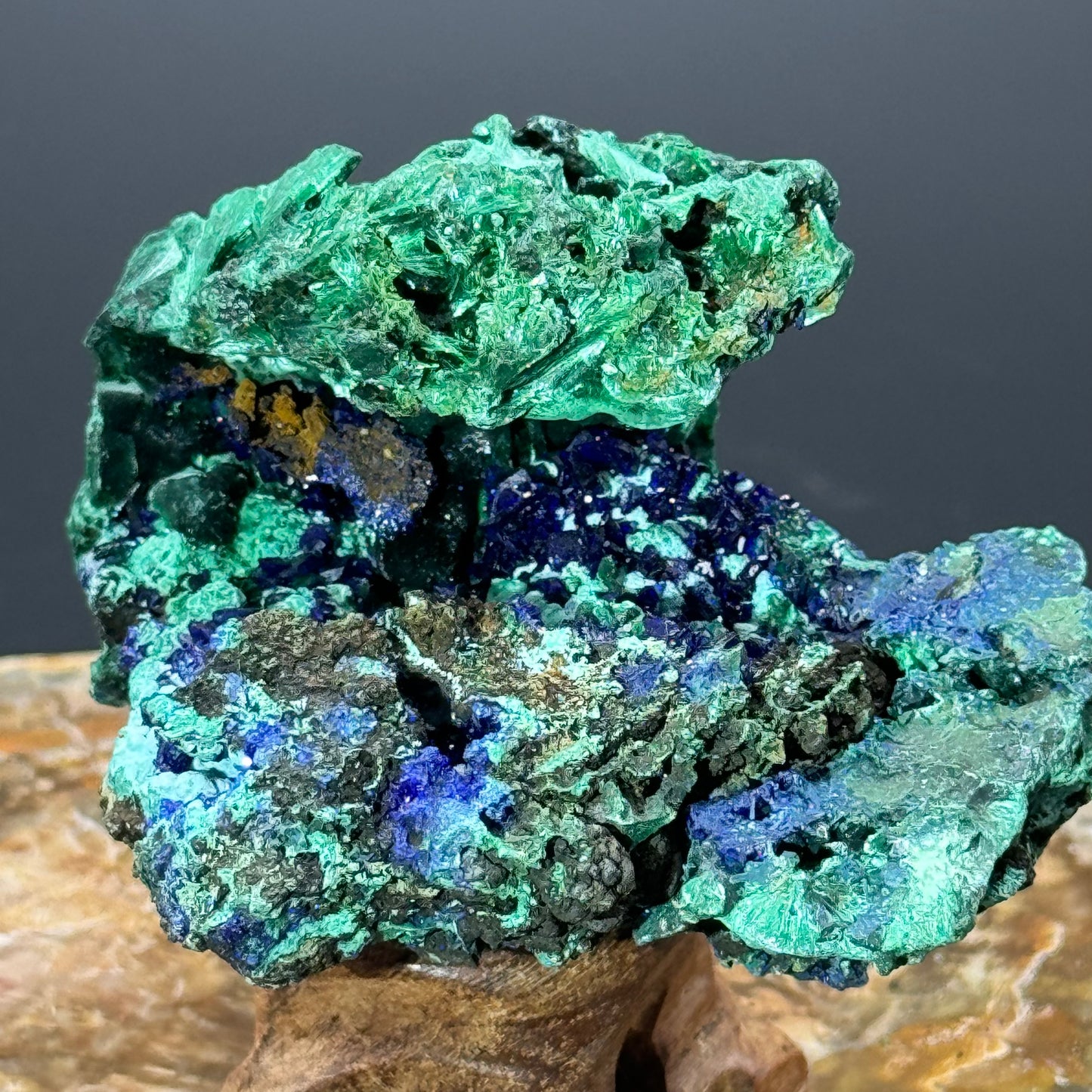 Azurite on Malachite - Unique Formation!