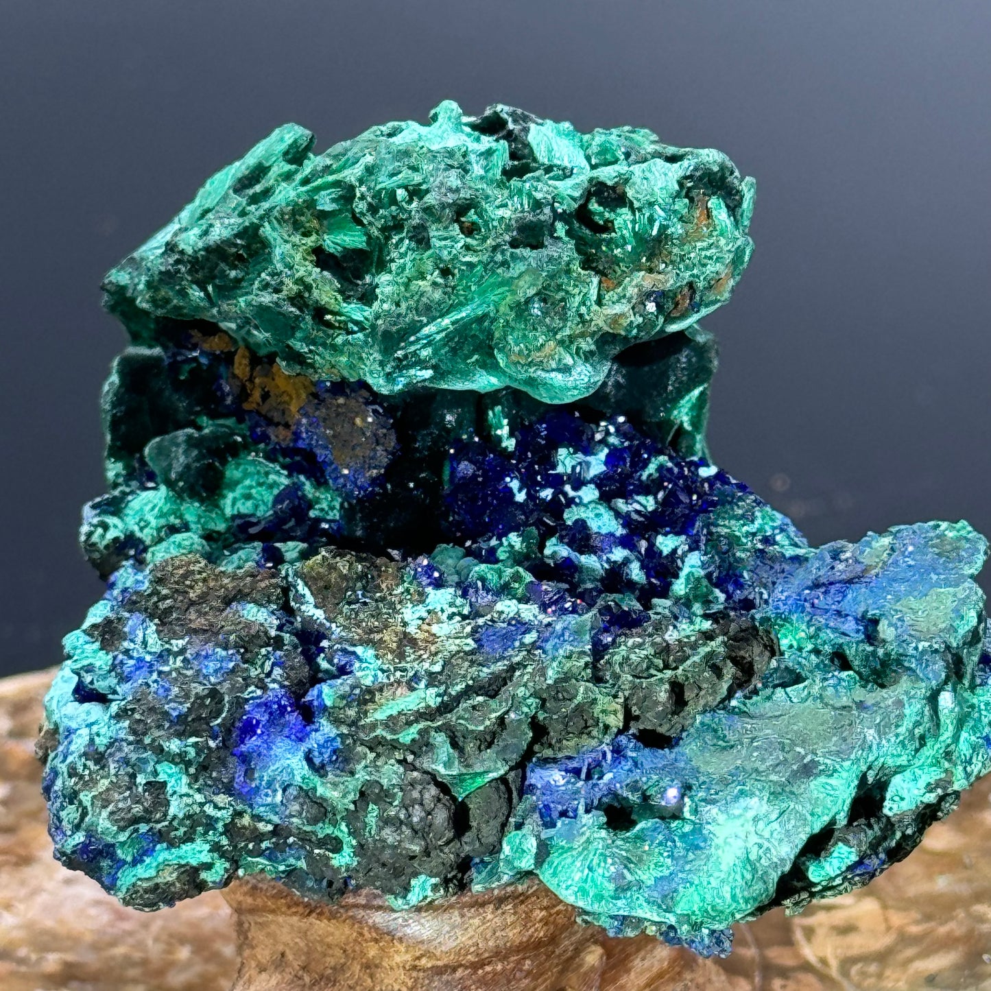 Azurite on Malachite - Unique Formation!