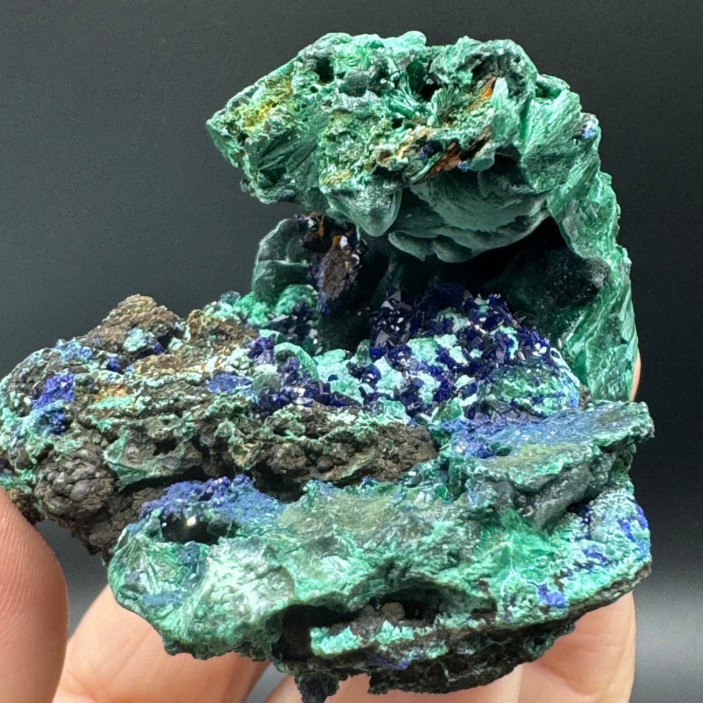 Azurite on Malachite - Unique Formation!