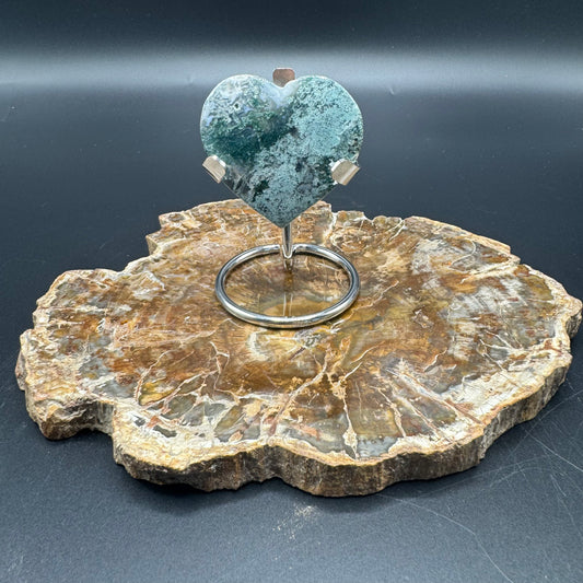 Moss Agate Palmstone Heart 2A