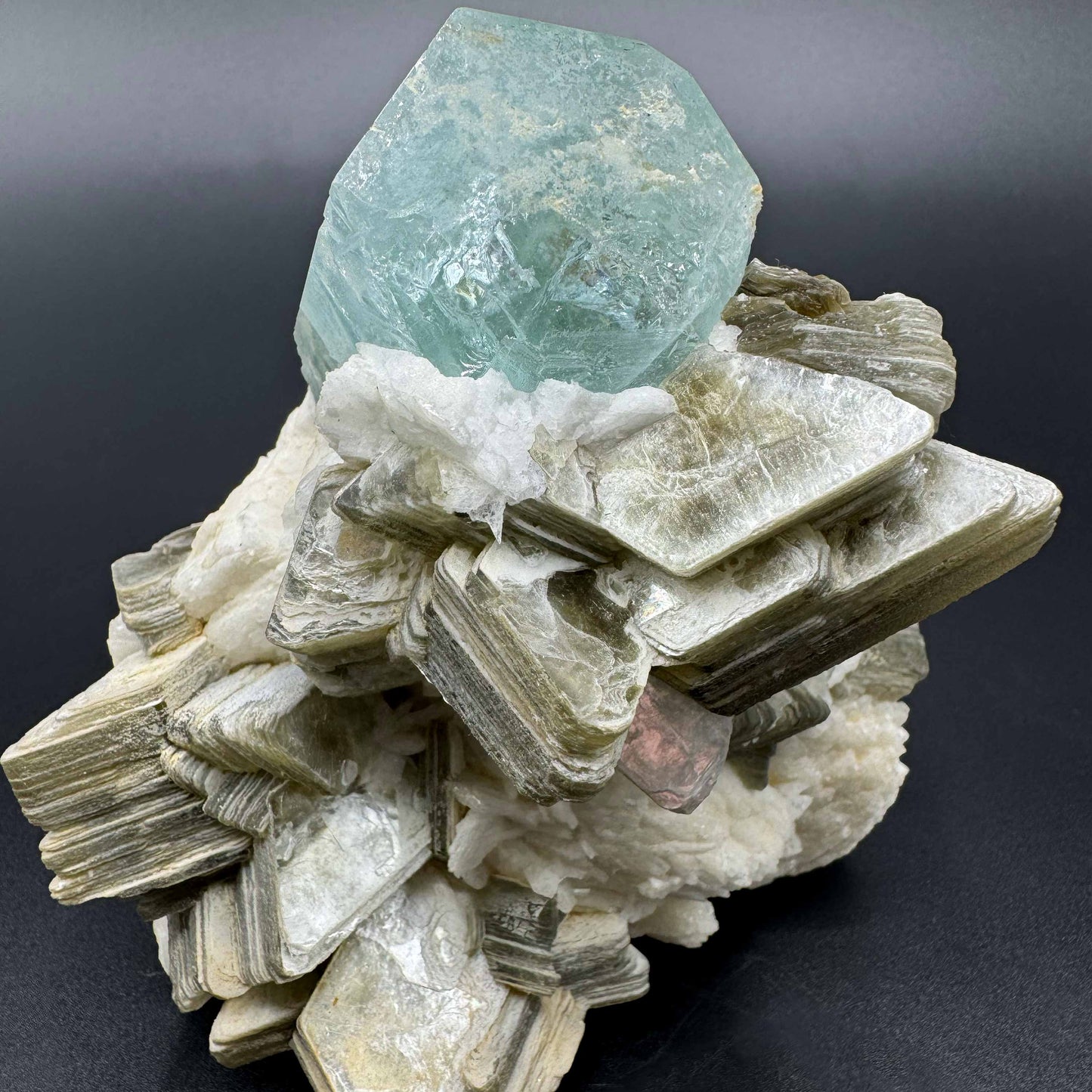 Aquamarine Beryl on Star Muscovite Mica