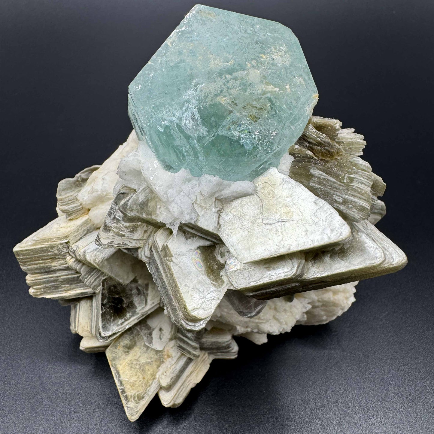 Aquamarine Beryl on Star Muscovite Mica