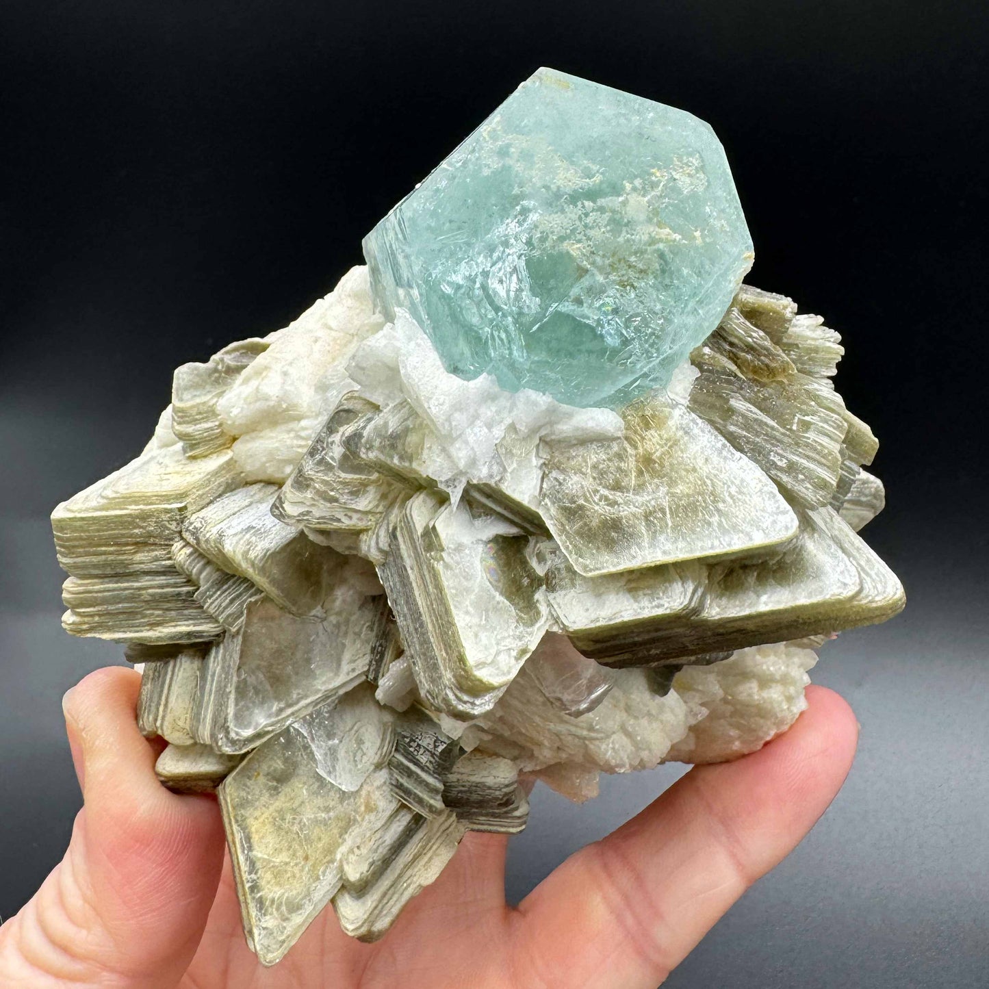 Aquamarine Beryl on Star Muscovite Mica