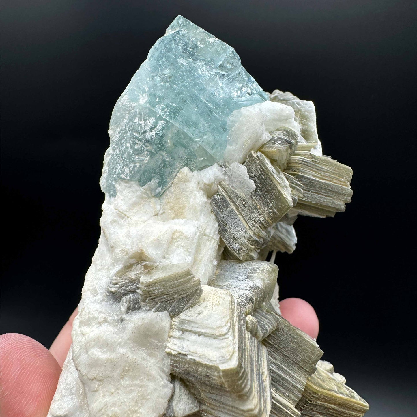 Aquamarine Beryl on Star Muscovite Mica