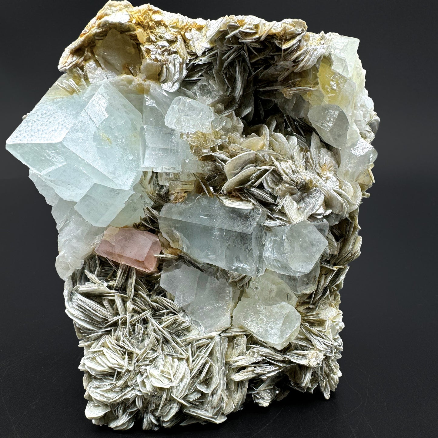 Aquamarine with Pink Apatite and Muscovite Mica Specimen - Rare!