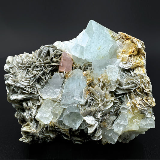 Aquamarine with Pink Apatite and Muscovite Mica Specimen - Rare!