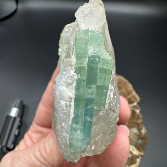 Tourmaline Indicolite Blue in Quartz